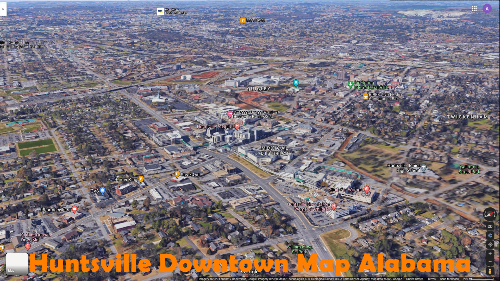 Huntsville Downtown Map Alabama
